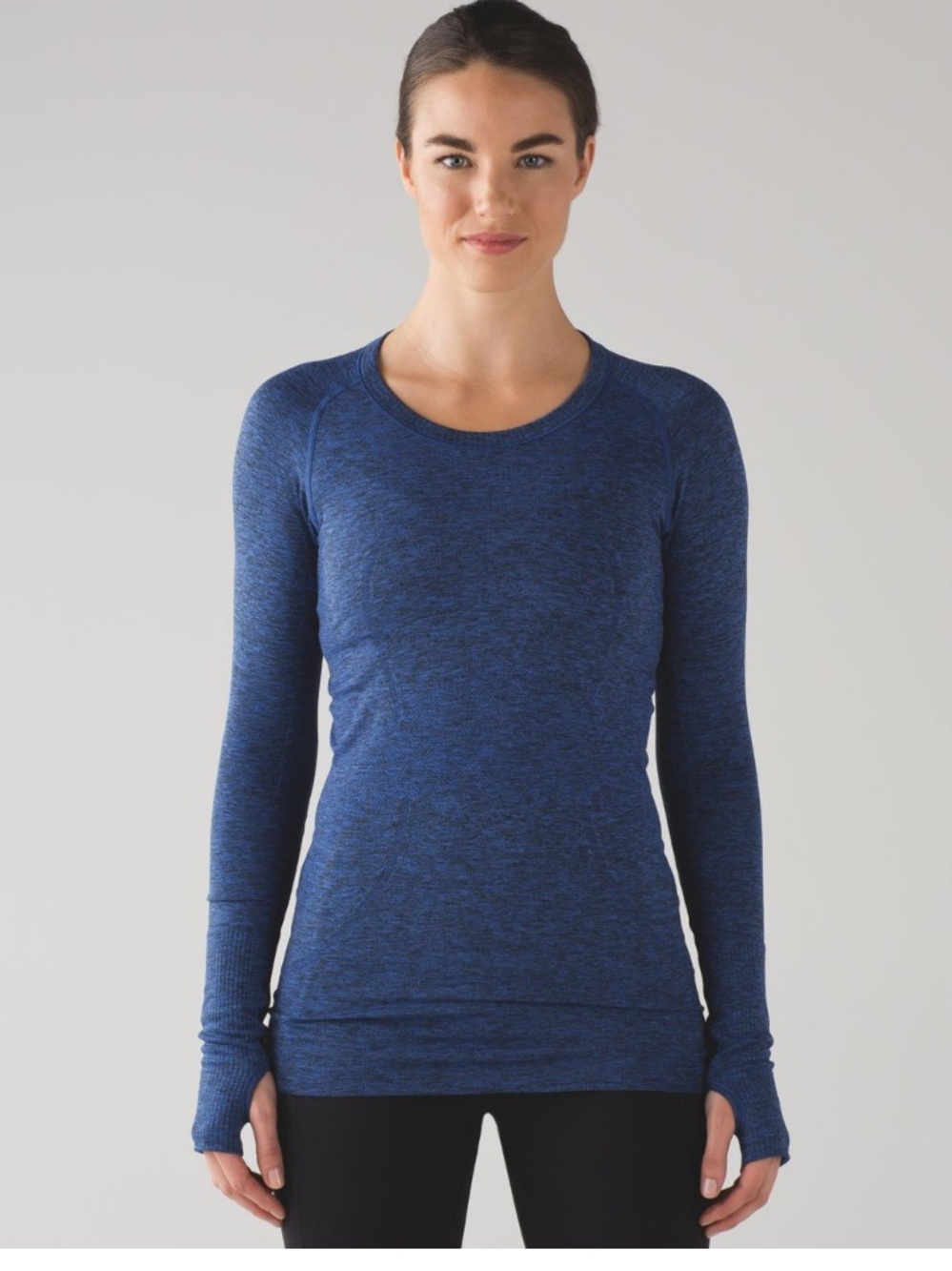 Lululemon Swiftly Tech Long Sleeve Crew Size 4 Cerulean Blue Black W3M18S